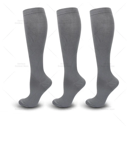 3 Pairs of Knee-High Compression Socks - FitSupport-3 Pairs Gray-S-M (3.0-5.5)-Nora Luxe