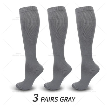 3 Pairs of Knee-High Compression Socks - FitSupport-3 Pairs Gray-S-M (3.0-5.5)-Nora Luxe
