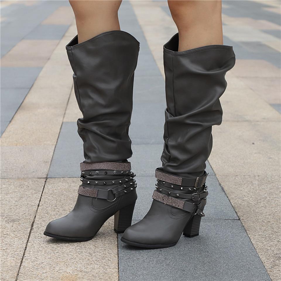 Pam Women's Tall Slouch Boots - Chunky Block Heel