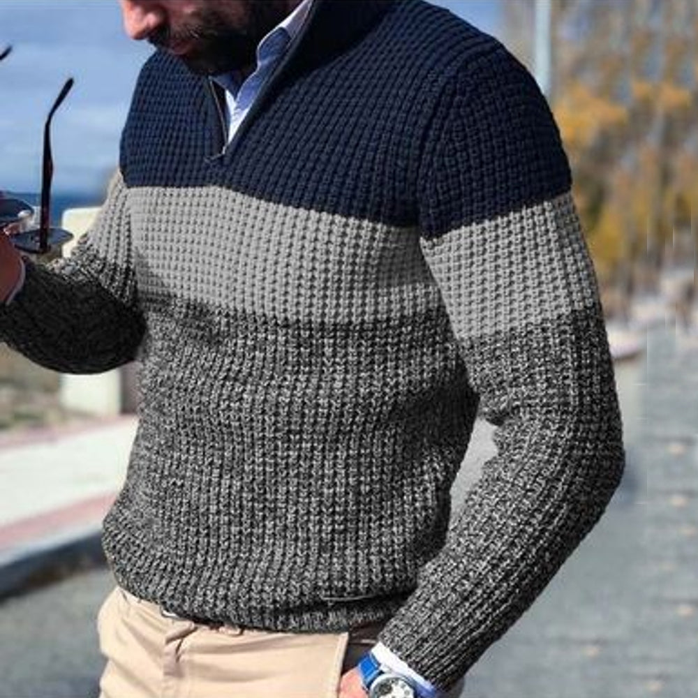 Classic Men's Half Zip Waffle Knit Sweater