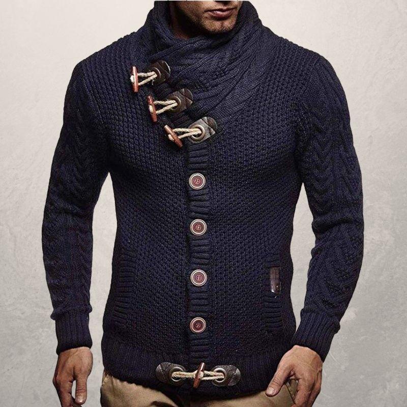Men's Cable Knit Crew Neck Sweater with Pockets