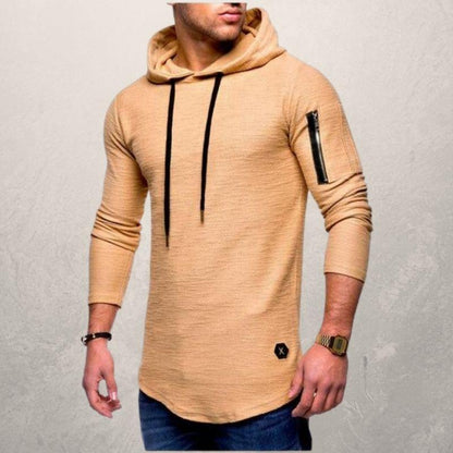 Men's Fleece Hoodie with Zip Pocket and Adjustable Fit