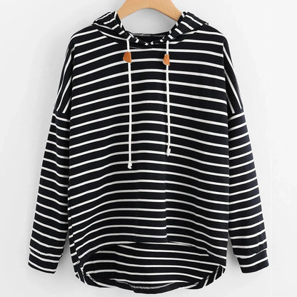 Casual Striped Long Sleeve Women's Hoodie