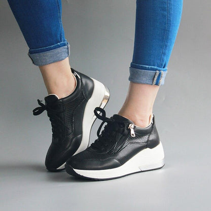 Ladies Fashion Sneakers with Wedge Heel and Comfort Insole
