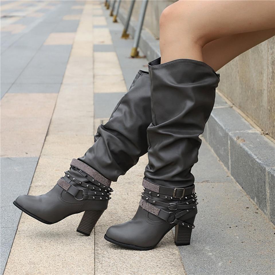Pam Women's Tall Slouch Boots - Chunky Block Heel