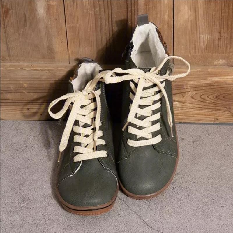 Ladies Real Leather Lace Up Sneakers