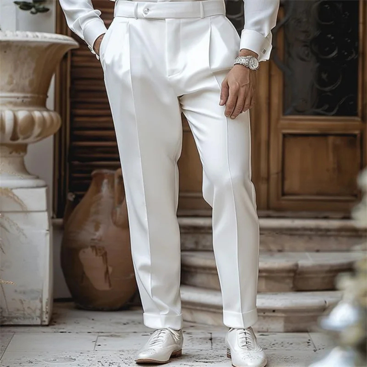 Classic Fit Mens Dress Pants - Smart Straight Leg Suit Trousers