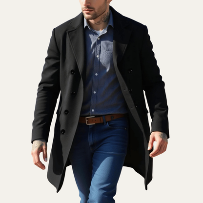 Stylish Men's Wool Double Breasted Overcoat