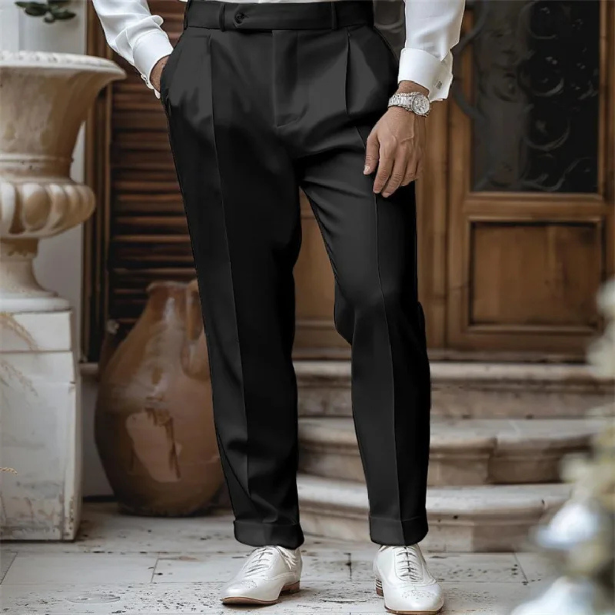 Classic Fit Mens Dress Pants - Smart Straight Leg Suit Trousers