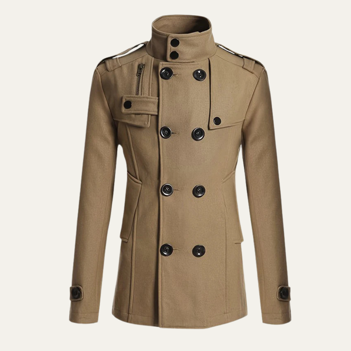 Classic Men's Double Breasted Wool Trench Coat