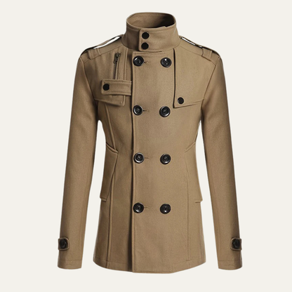 Classic Men's Double Breasted Wool Trench Coat