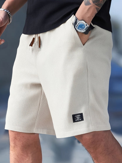 Men's Elastic Waist Shorts with Pockets and Soft Knit Fabric