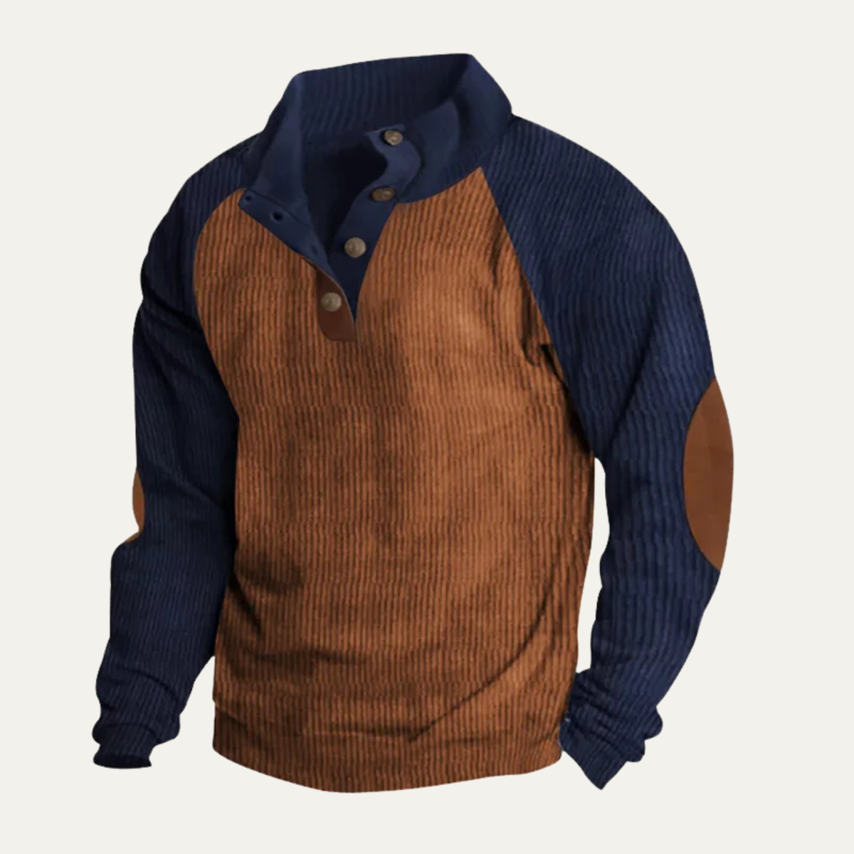 Relaxed Fit Men's Color Block Corduroy Crew Sweater