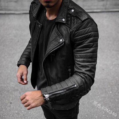 Classic Black Leather Motorcycle Jacket - Olytrend