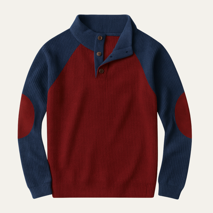 Relaxed Fit Men's Color Block Corduroy Crew Sweater - Nocini
