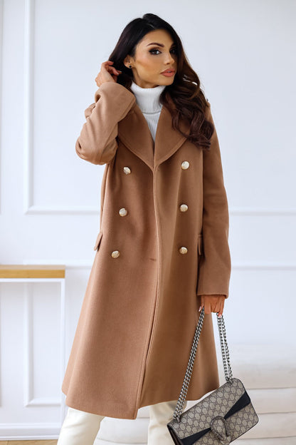 Classic Double Breasted Wool Blend Coat