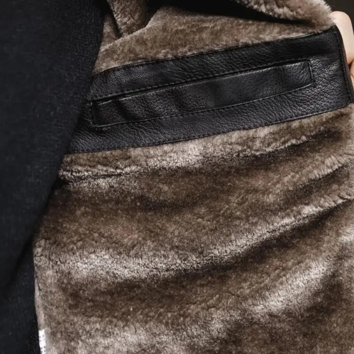 Warm Men's Faux Shearling Leather Winter Coat