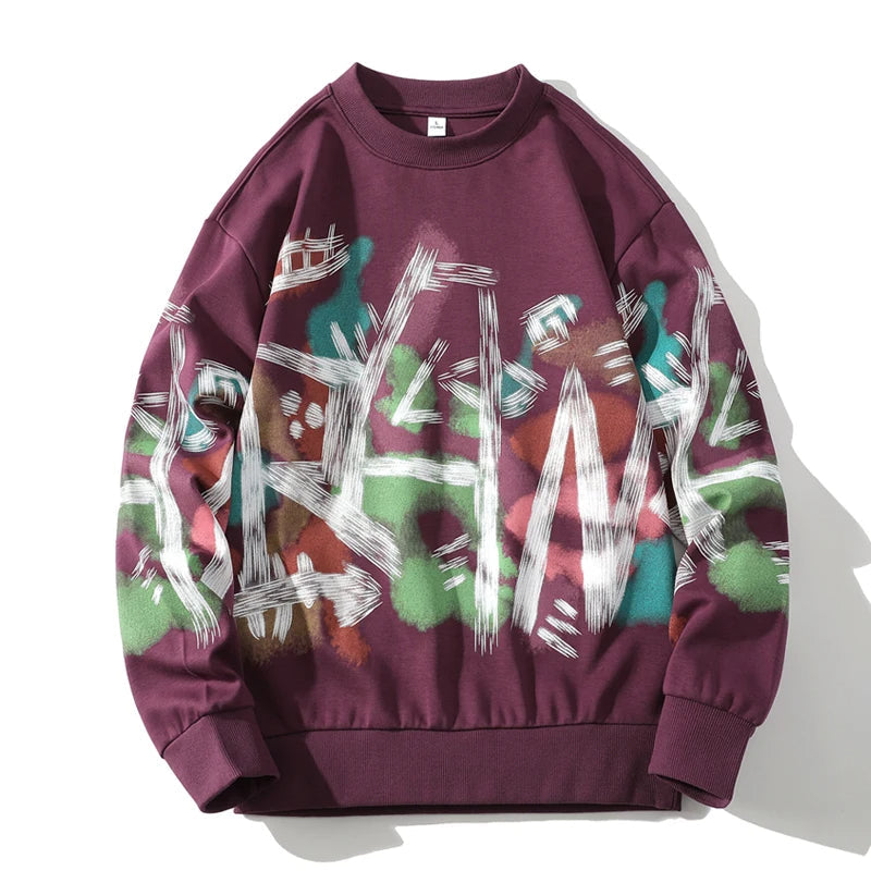Large Graphic Crew Neck Sweatshirt for Men