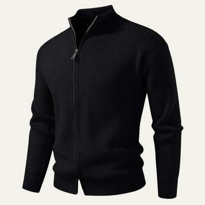 Men's Fashionable Crew Neck Zip Knit Sweater