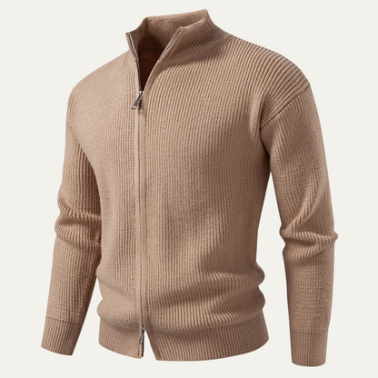Men's Fashionable Crew Neck Zip Knit Sweater