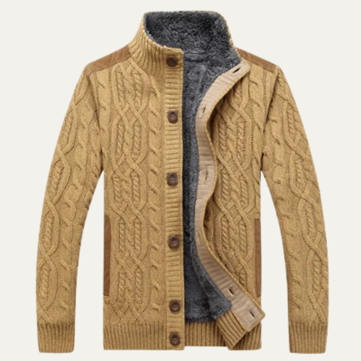 Warm Men's Fleece Zip Up Cardigan Sweater - Nocini