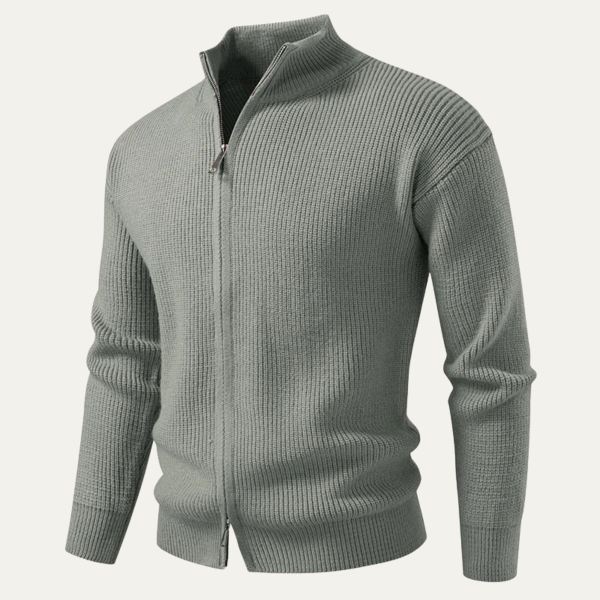 Men's Fashionable Crew Neck Zip Knit Sweater - Nocini