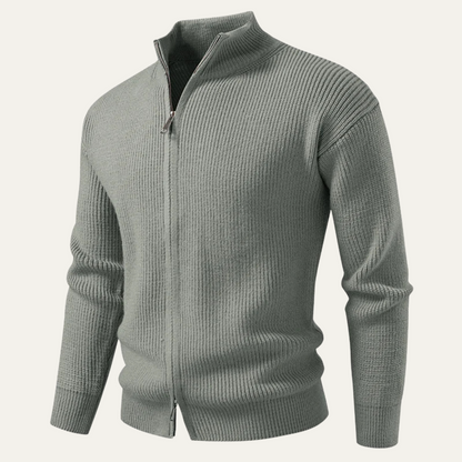 Men's Fashionable Crew Neck Zip Knit Sweater - Nocini