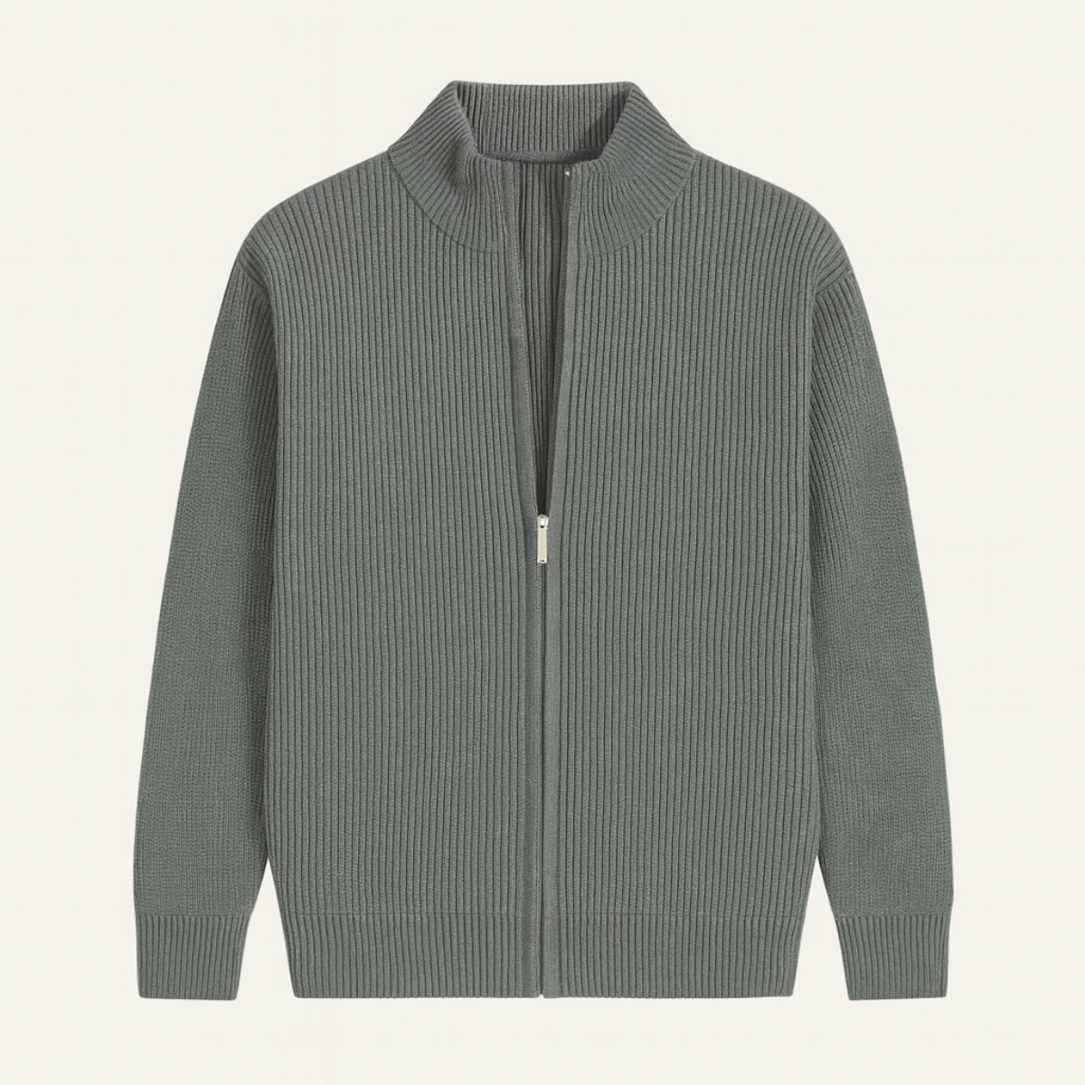 Men's Fashionable Crew Neck Zip Knit Sweater
