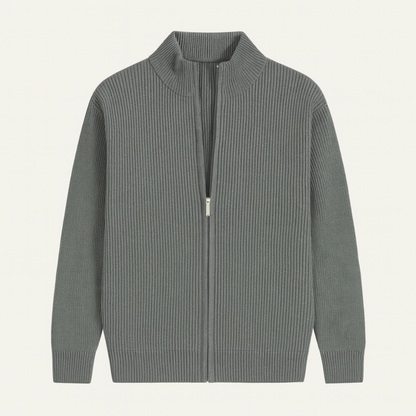 Men's Fashionable Crew Neck Zip Knit Sweater