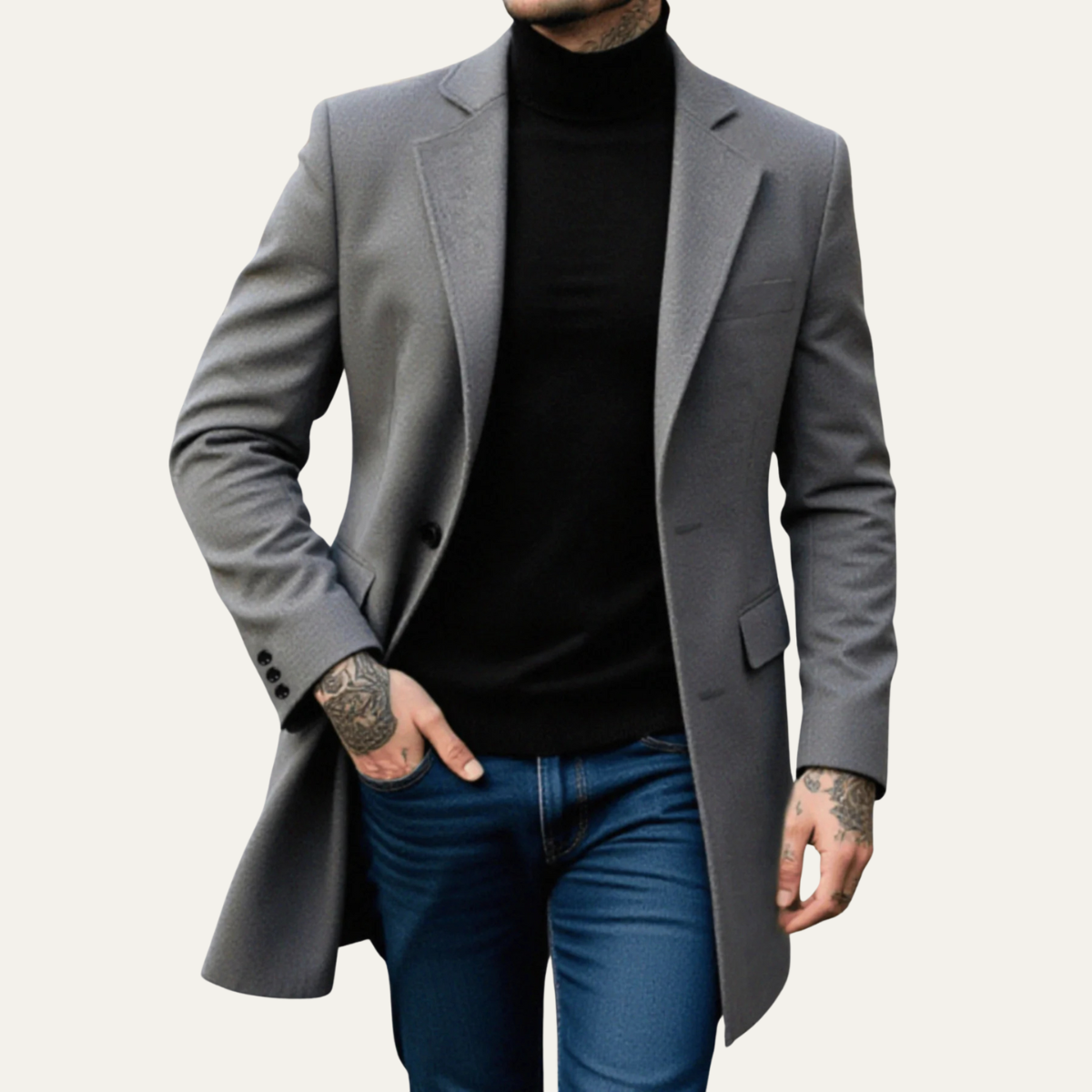 Warm Thick Woolen Mens Winter Overcoat