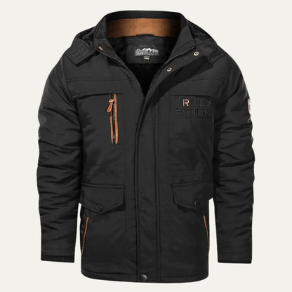 Warm Waterproof Men's Fleece Lined Hooded Winter Jacket