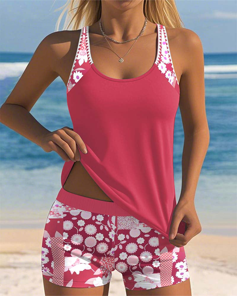 Women's 2 Piece Swimwear with Soft Floral Design - Olytrend