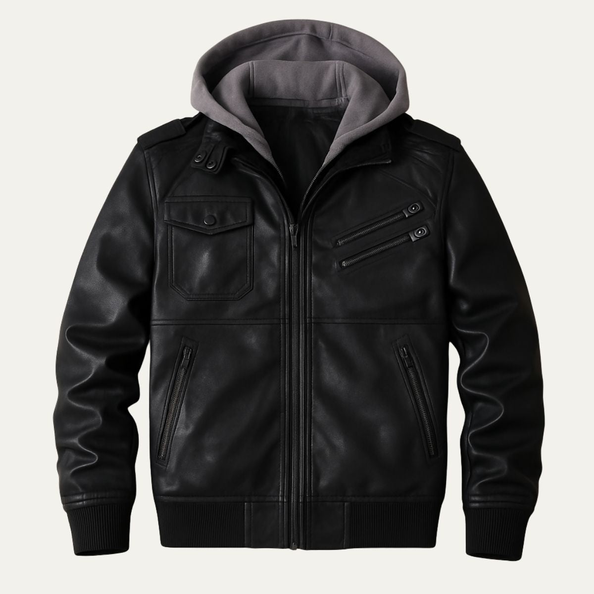 Men's Classic Faux Leather Bomber Jacket
