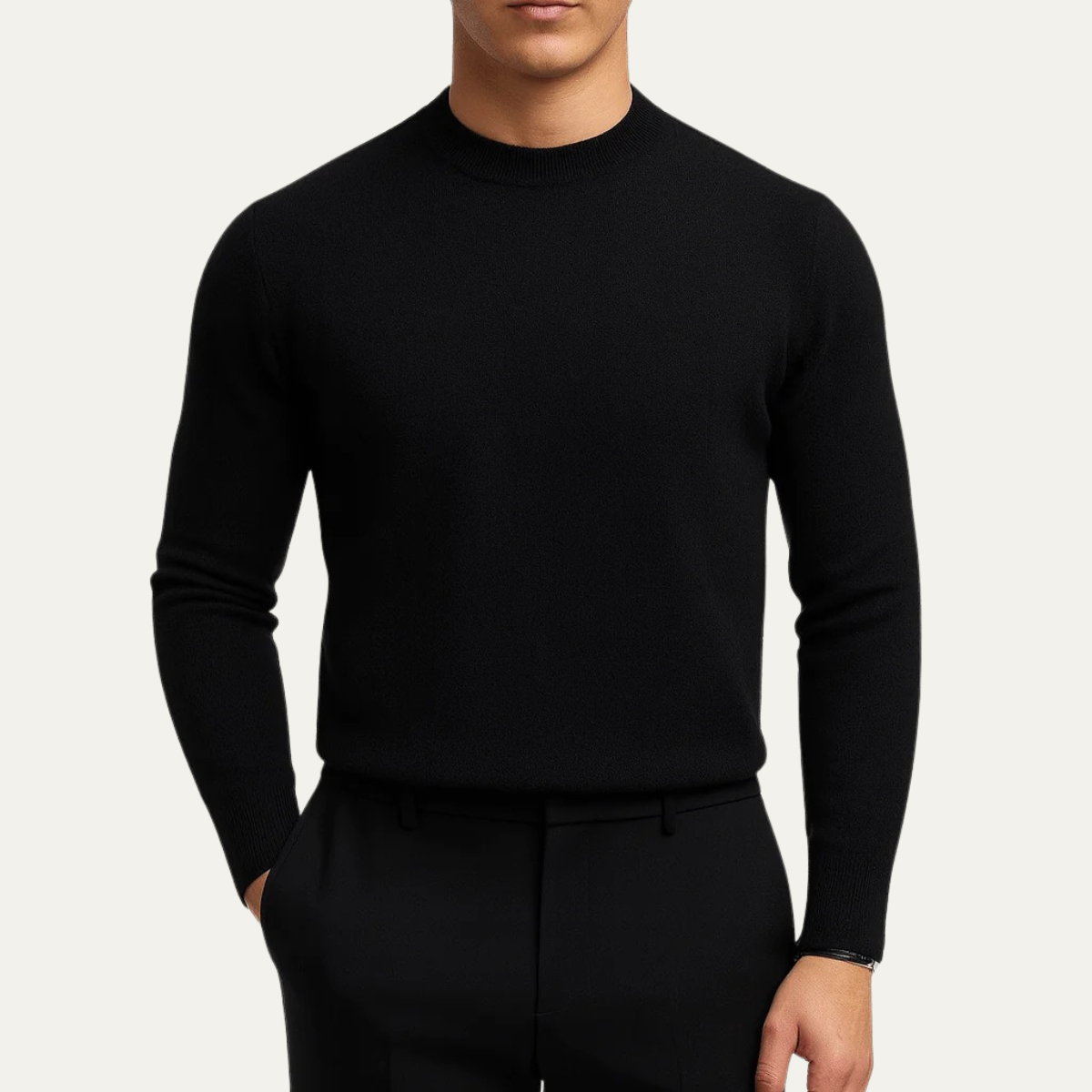 Men's Fitted Knitted Crew Neck Jumper Sweater