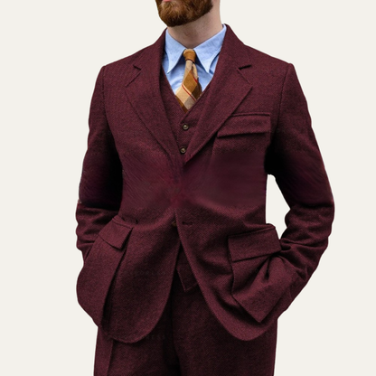 Classic 3 Piece Tweed Suit for Men