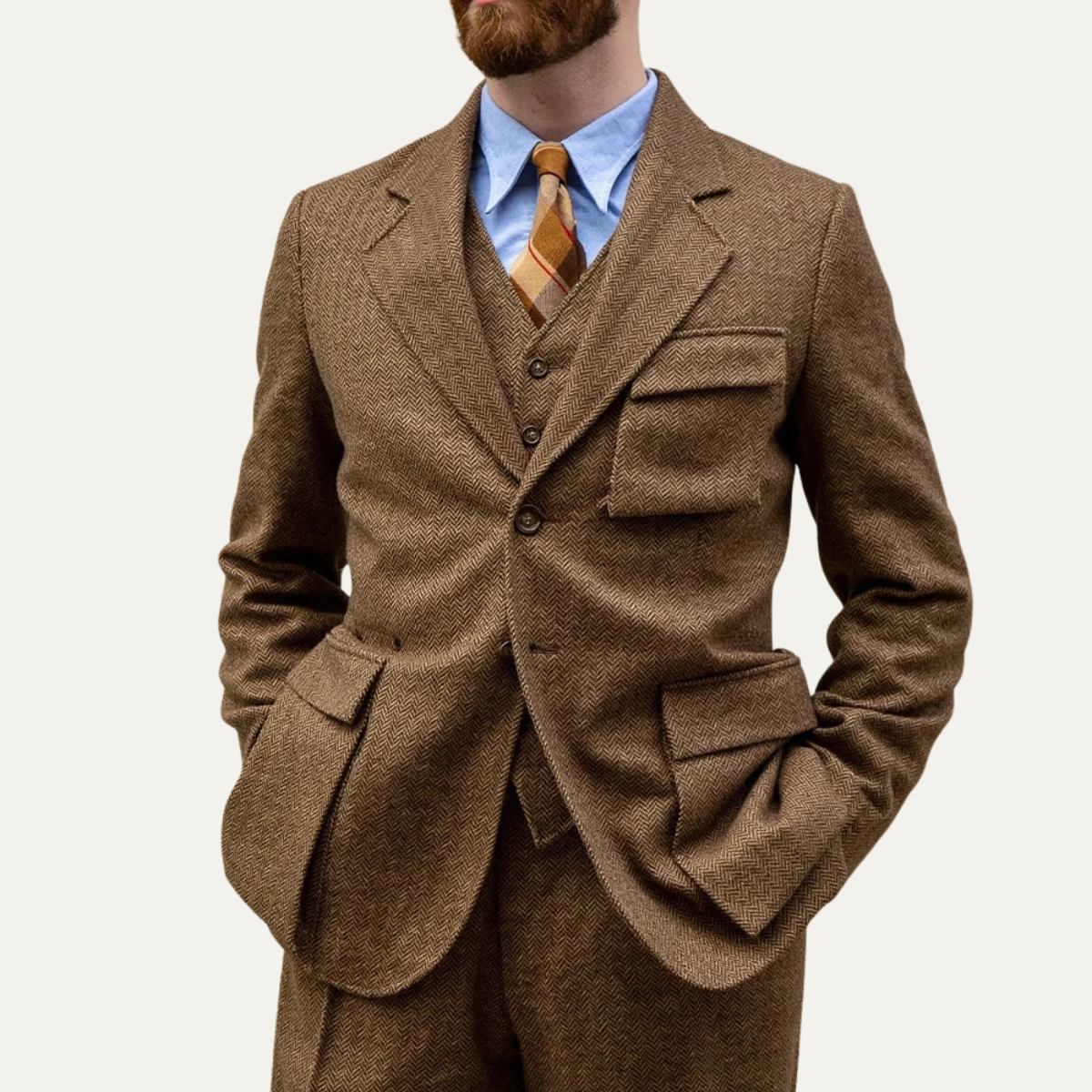 Classic 3 Piece Tweed Suit for Men