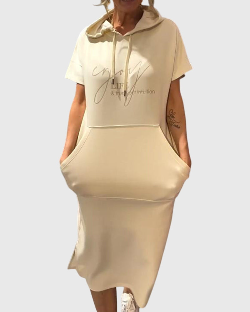Casual Soft Hooded Sundress for Daily Wear