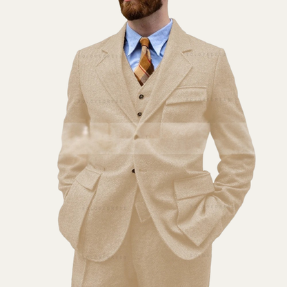 Classic 3 Piece Tweed Suit for Men