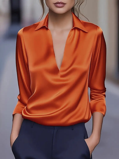 Luxury Deep V Neck Women's Blouse