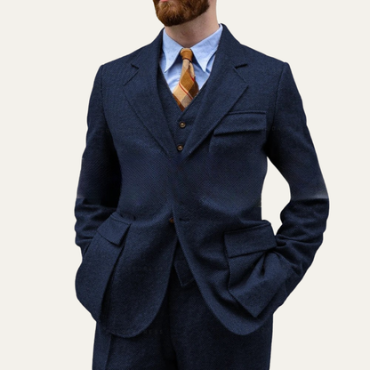 Classic Mens 3 Piece Wool Suit - Blazer, Vest & Pants