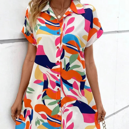 Casual Loose Fit Midi Shirt Dress - Nocini