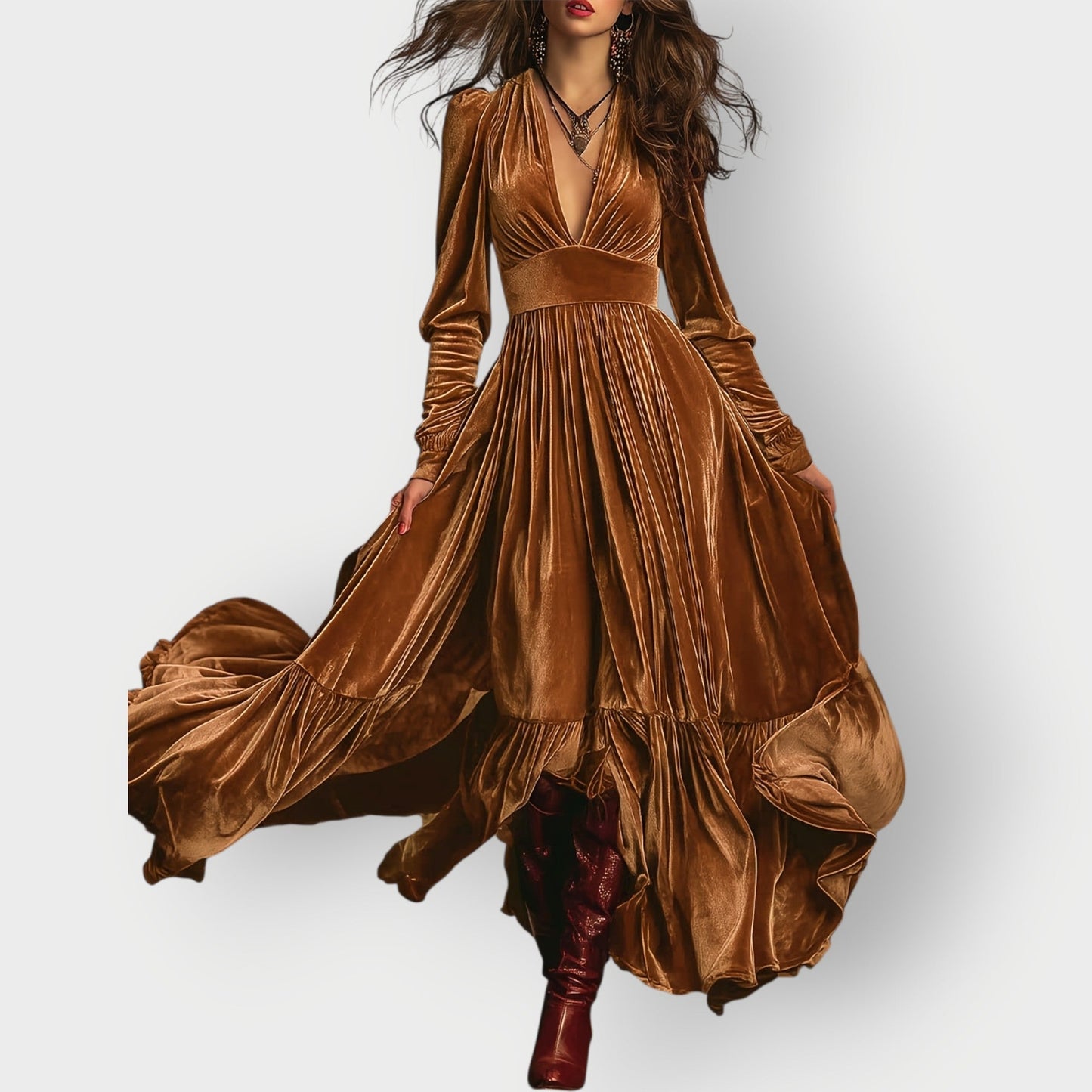 Classic Elegant Velvet Floor Length Dress