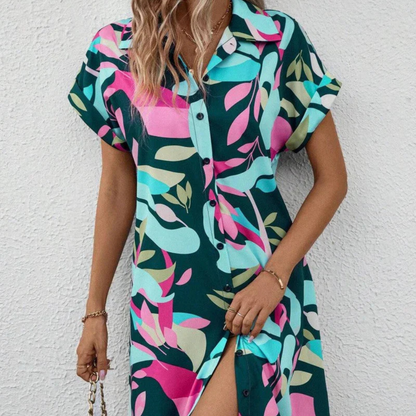 Casual Loose Fit Midi Shirt Dress