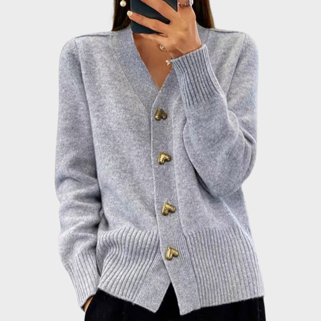 Pretty Heart Button Sweater Cardigan - Olytrend