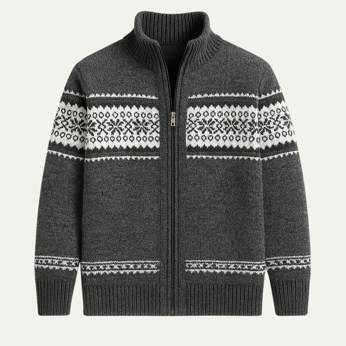 Warm Mens Nordic Pattern Crew Neck Sweater - Nocini