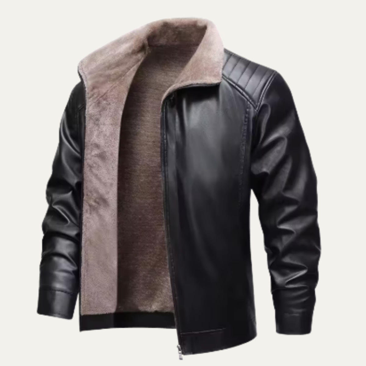 Classic Men's Vintage Faux Leather Biker Coat