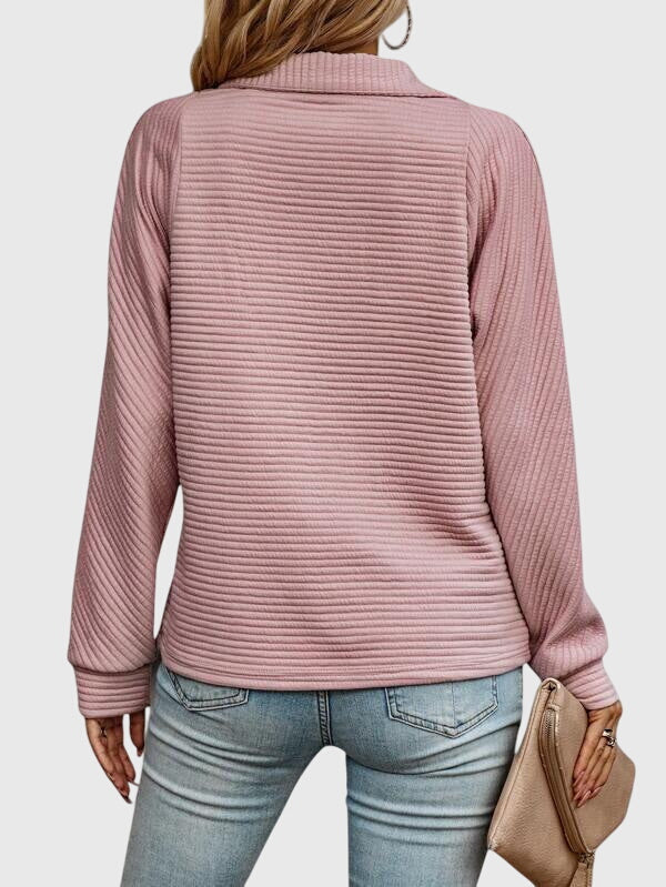 Classic Crew Neck Zip Up Sweater