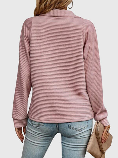 Classic Crew Neck Zip Up Sweater