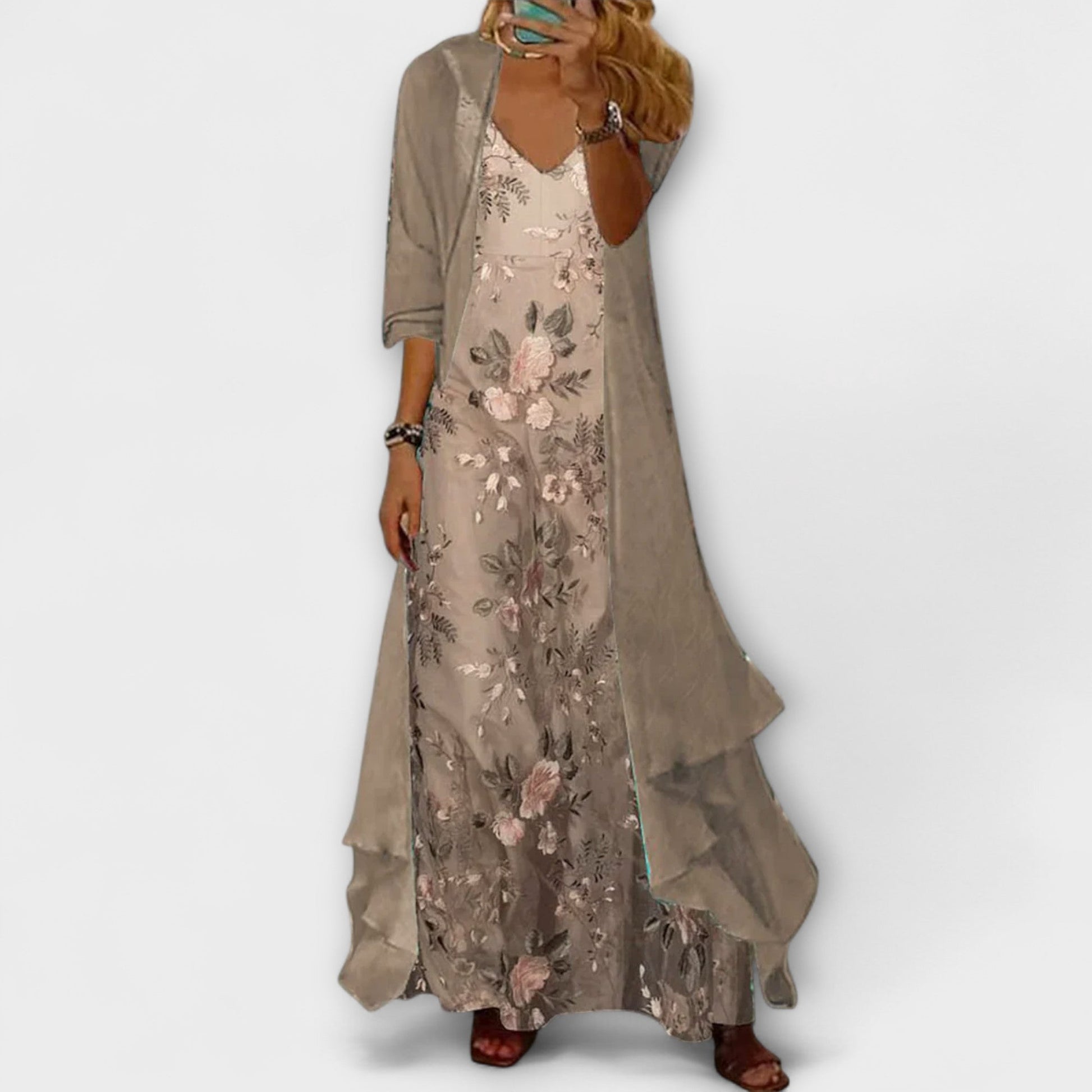 Elegant Long Dress and Jacket Combo for Women - Nocini