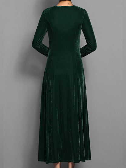 Luxurious Women's Velvet Maxi Dress with Long Sleeves